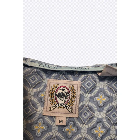 Men's CINCH Blue & White Geometric Patterned Casual Button Down Shirt M - Picture 4 of 6